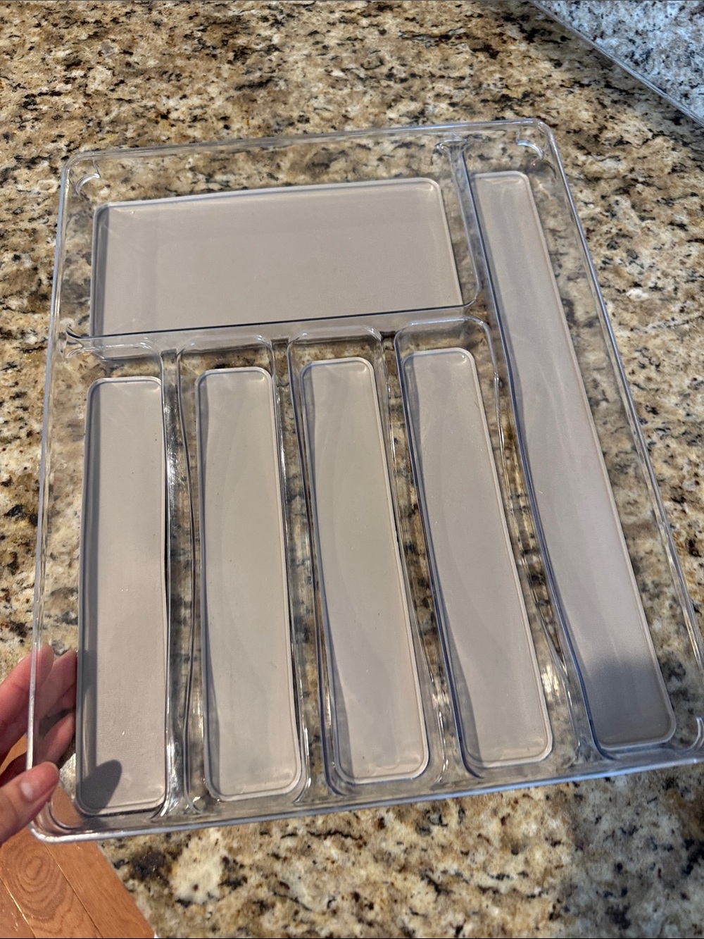 Utensil Organizer Clear Plastic Tray - Gray Inserts